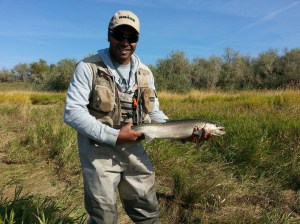 Nate Boggs with Columbia River (hatchery) steelhead.